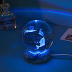 Crystal Ball Night Light Ornament 3D Engraved Luminous Resin Gift