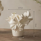 Retro Art Wide-Neck White Ceramic Vase | Vintage Luxury Home Décor