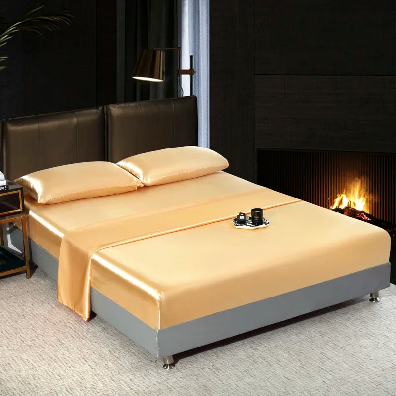 Lan Duo Mao Satin Flatsheet Set Solid Colour Boutique Edition