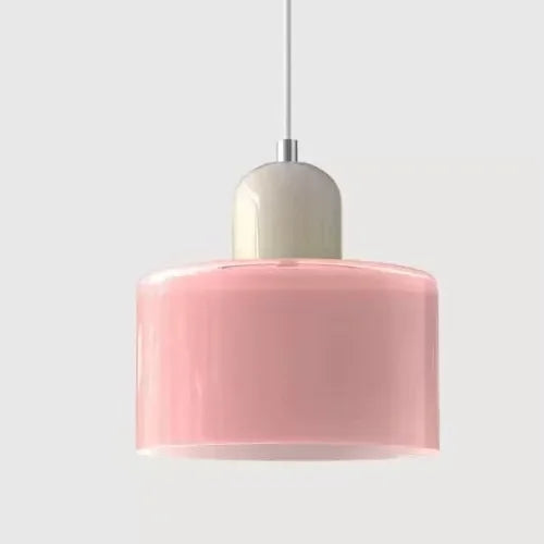 Artisan Stained Glass Pendant Light | Warm White LED | Pink, Orange, Green & White