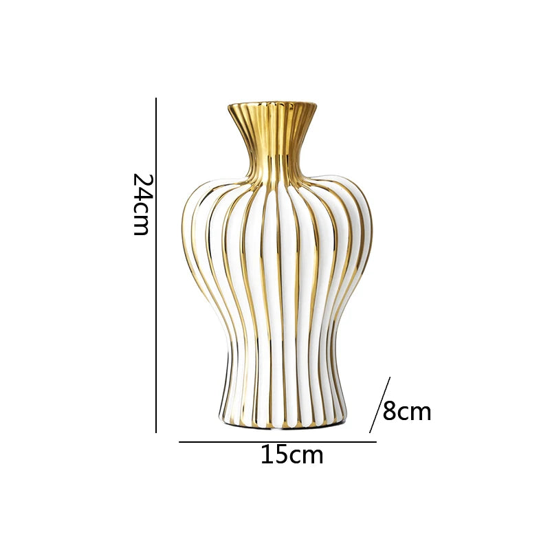 Electroplated Ceramic Vase | Black & Gold Minimalist Vessel for Luxury Interiors