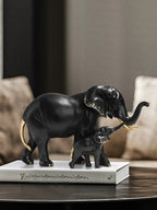 Mother & Child Elephant Sculpture | Luxury Resin Figurine for Refined Interiors