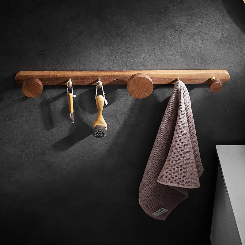 Black Walnut Solid Wood Six Hook Bathroom Coat Hook Elite