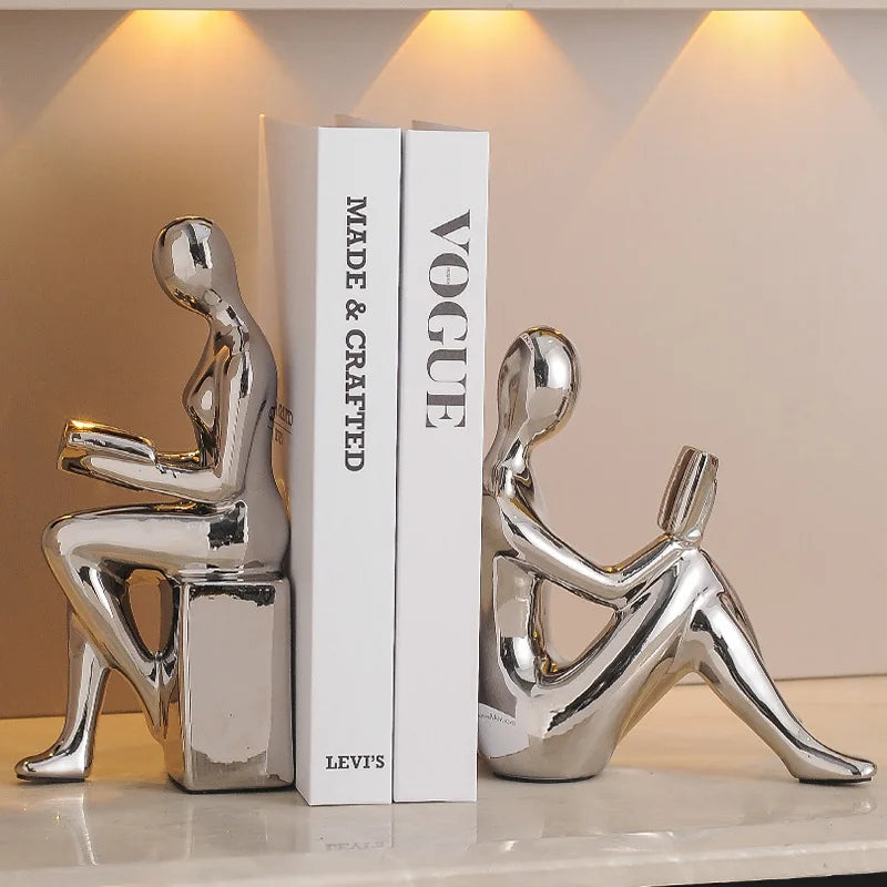 Sculptural Resin Figurine Bookends | Luxury Modern Home & Study Décor