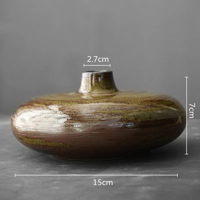 Ceramic Flat-Mouth Vase | Sculptural Porcelain Vessel for Luxury Floral Arrangements
