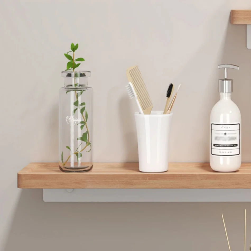 Wooden Bathroom Shelf White Black Gold Kitchen Lavatory Aluminum Beech Wall Mounted Bath Shower Shampoo Soap Storage Rack Holder