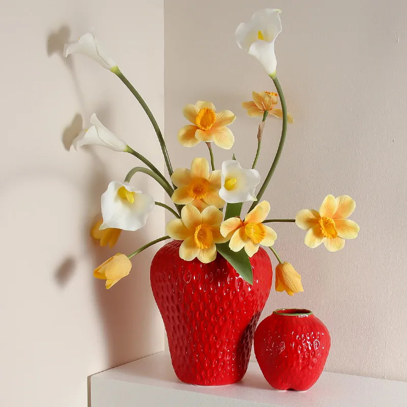 Strawberry Porcelain Vase | Sculptural Decorative Vessel for Luxury Interiors