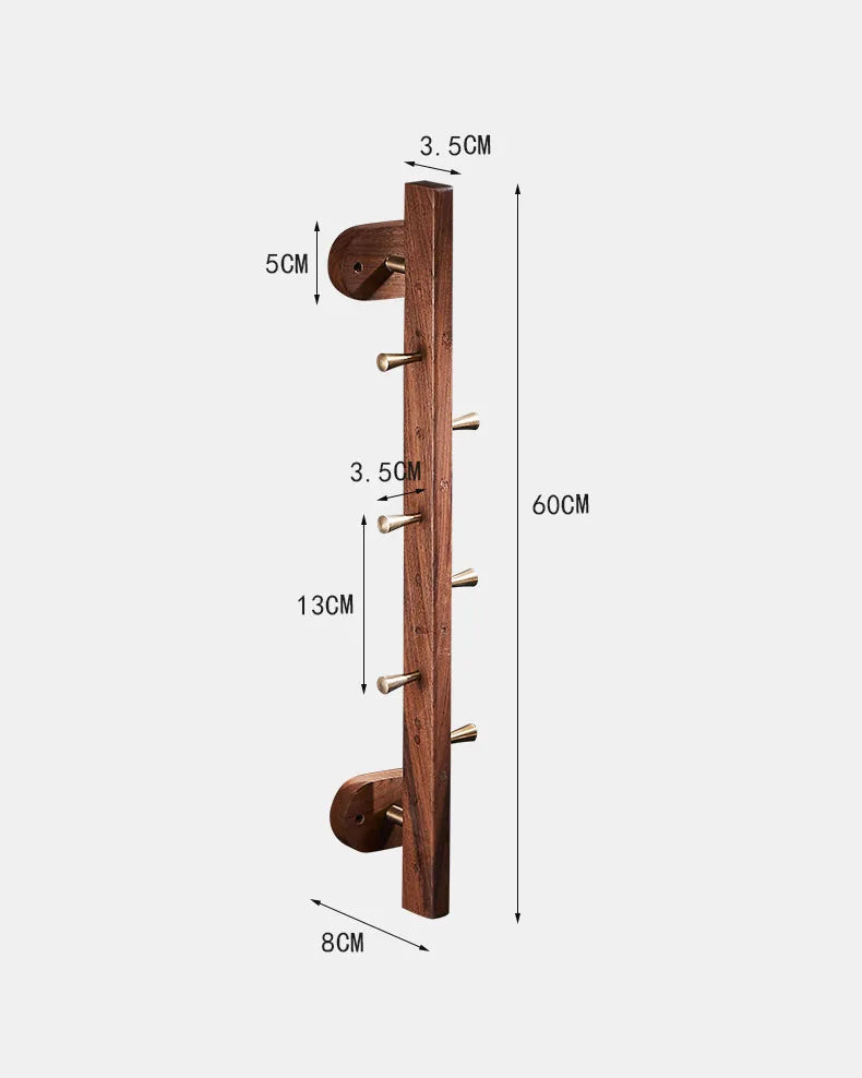 Black Walnut Solid Wood Six Hook Bathroom Coat Hook Elite
