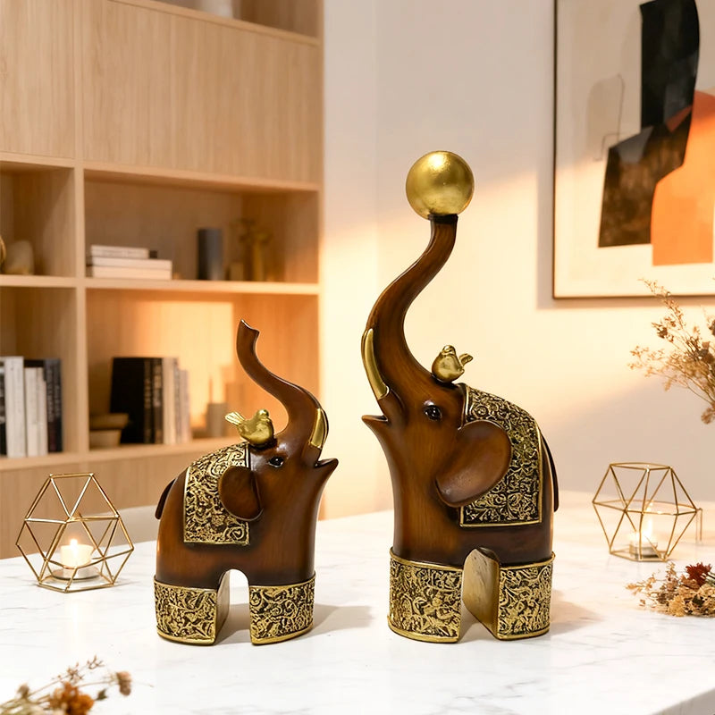 Wood Grain Animal Sculpture | Luxury Resin Ornament for Refined Interiors