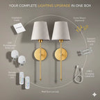 Lumière Wall Sconce | Cordless LED Wall Light with Remote & Fabric Shade