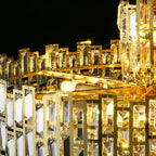 Luxora Gold Crystal Chandelier K9 Round Multi Tier Pendant Limited Edition