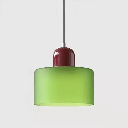 Artisan Stained Glass Pendant Light | Warm White LED | Pink, Orange, Green & White
