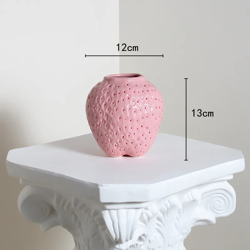 Strawberry Porcelain Vase | Sculptural Decorative Vessel for Luxury Interiors