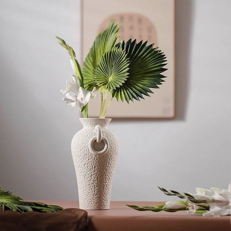 Enamel Landscape Double-Handled Ceramic Vase | Modern Retro Luxury Décor