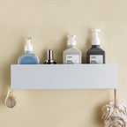 AquaHome White Aluminium Shower Shelf With Hook Wall Mounted Bath Caddy Elite
