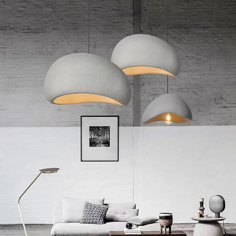 Wabi-Sabi Pendant Light | Modern LED Chandelier | White & Grey | 30–60cm
