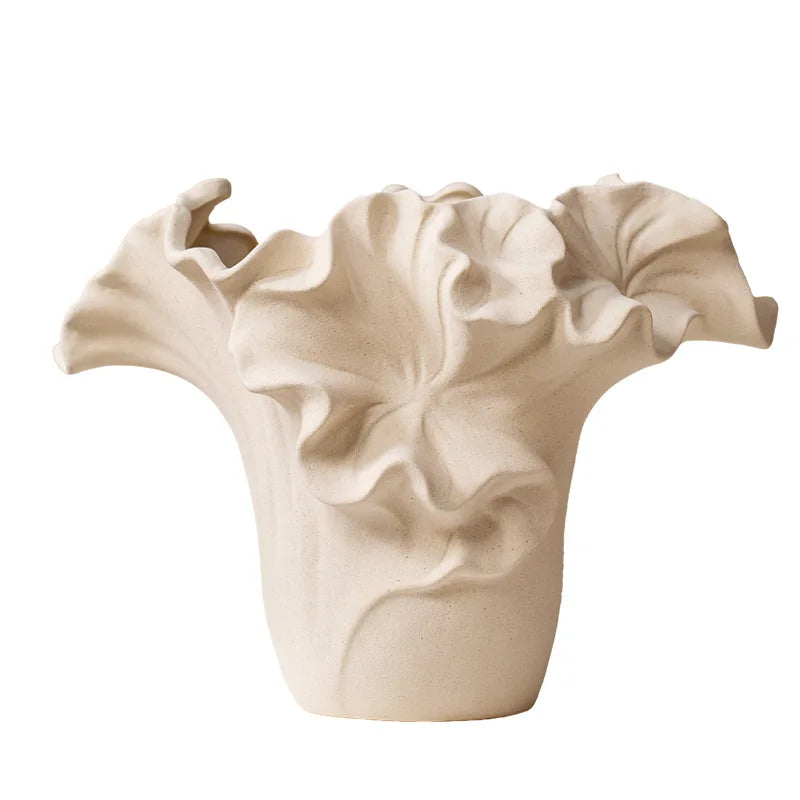 Handmade Petal Pleats Vase | Artisan Pottery Vessel for Luxury Interiors