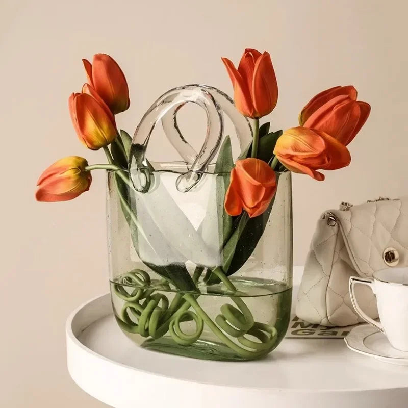 Designer Bag-Silhouette Glass Vase | Nordic Luxury Home Décor