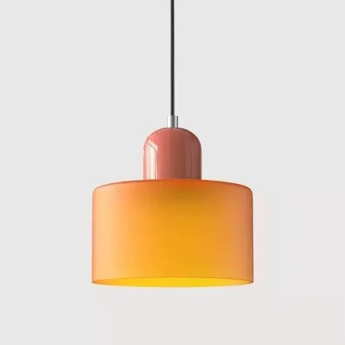 Artisan Stained Glass Pendant Light | Warm White LED | Pink, Orange, Green & White