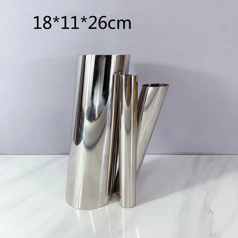 Metal & Leather Tube Vase | Architectural Luxury Home Décor