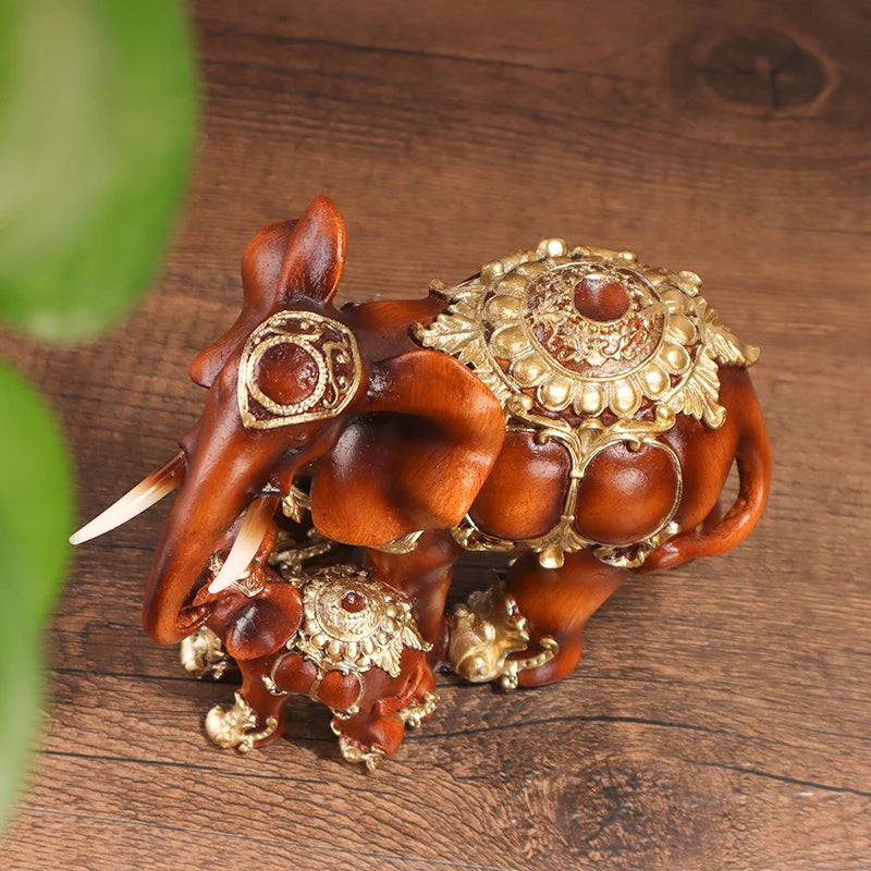 Mother & Child Elephant Sculpture | Luxury Southeast Asian Home Décor Statue