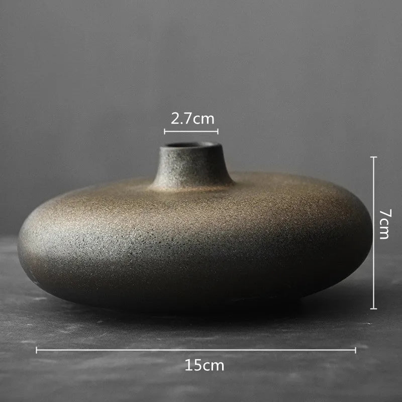 Ceramic Flat-Mouth Vase | Sculptural Porcelain Vessel for Luxury Floral Arrangements