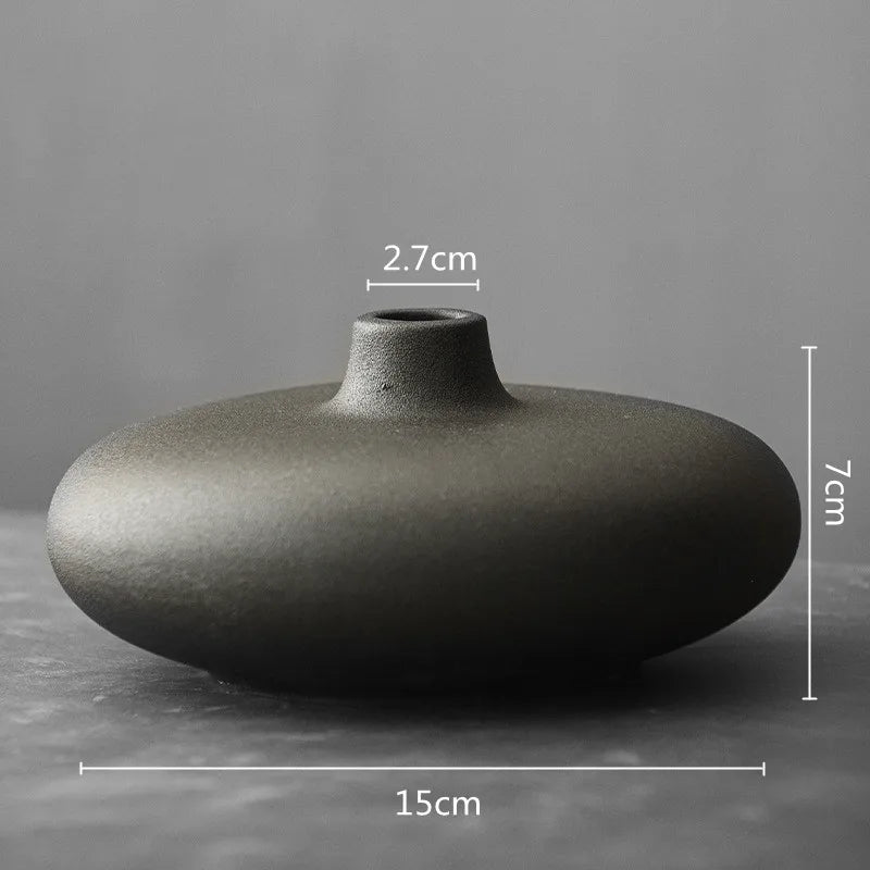 Ceramic Flat-Mouth Vase | Sculptural Porcelain Vessel for Luxury Floral Arrangements