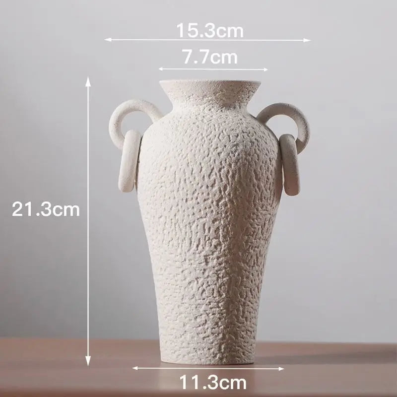 Enamel Landscape Double-Handled Ceramic Vase | Modern Retro Luxury Décor