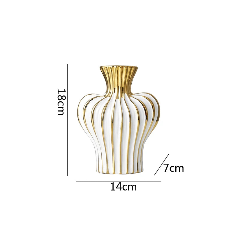 Electroplated Ceramic Vase | Black & Gold Minimalist Vessel for Luxury Interiors