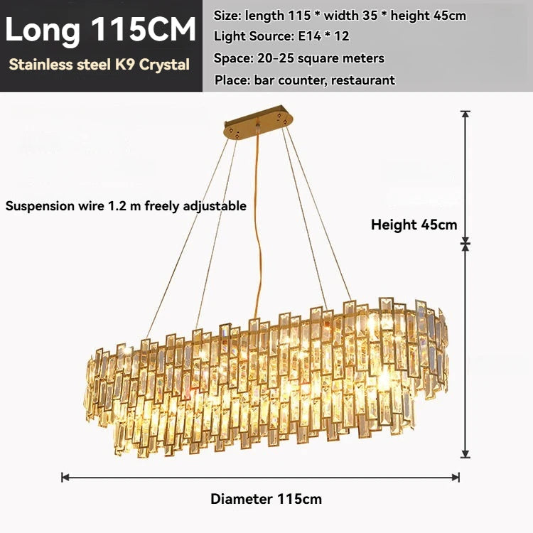 Luxora Gold Crystal Chandelier K9 Round Multi Tier Pendant Limited Edition