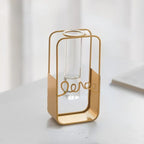 Nordic Geometric Metal Line Vase | Gold Iron Sculptural Plant Holder for Luxury Interiors