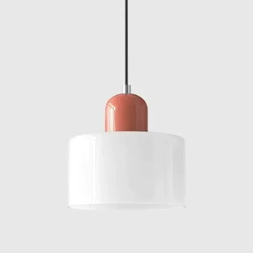 Artisan Stained Glass Pendant Light | Warm White LED | Pink, Orange, Green & White