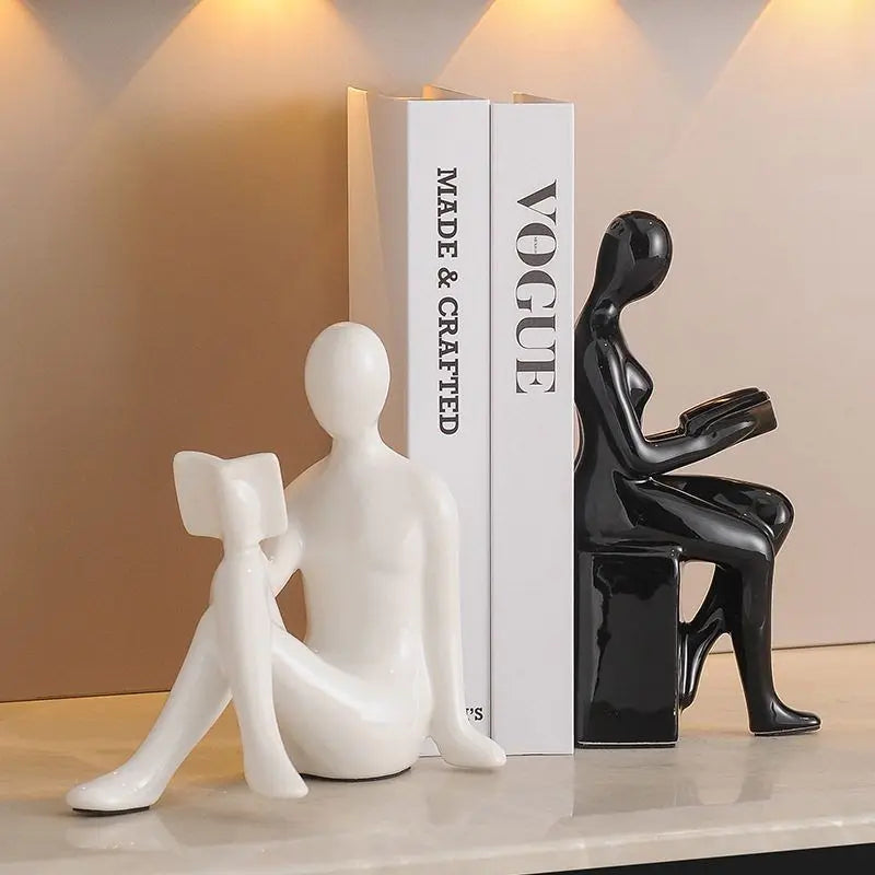 Sculptural Resin Figurine Bookends | Luxury Modern Home & Study Décor