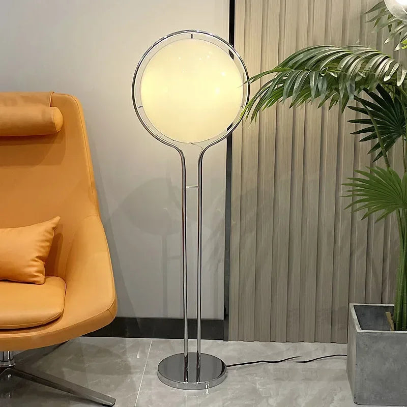 Garrault Delord Designer LED Floor Lamp | Chrome & Acrylic Ball | Luxury Living Room Statement Light