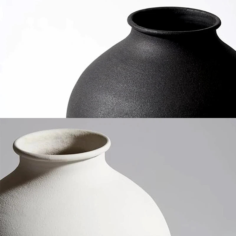 Matte Black Metal Vase For Dried Flowers Wedding Gift Home Decor