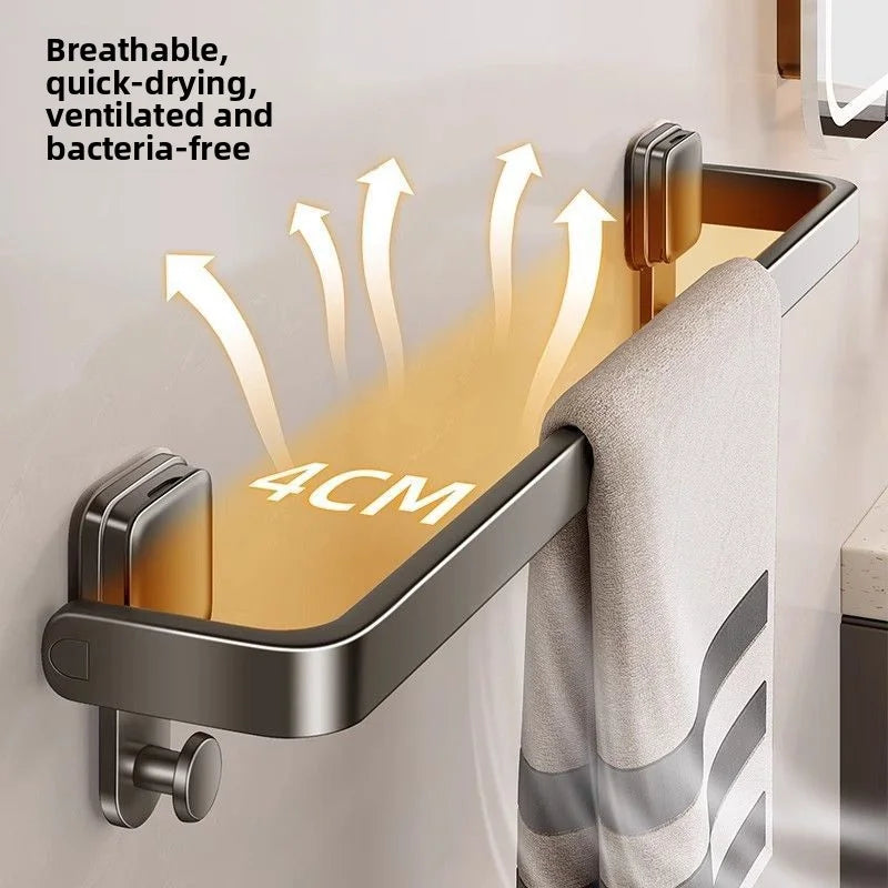 Boutique Zinc Alloy Foldable Towel Rail No Drill Mount