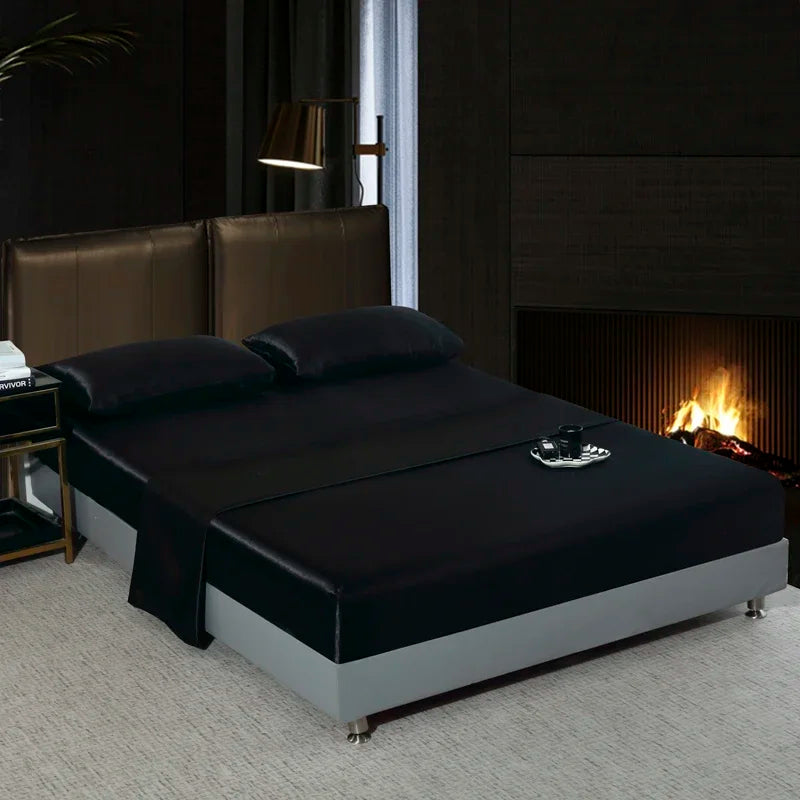 Lan Duo Mao Satin Flatsheet Set Solid Colour Boutique Edition