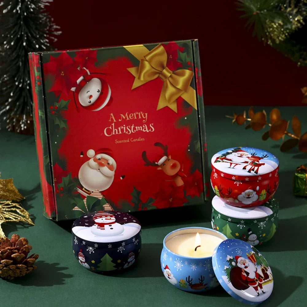 4pcs Scented Candles Christmas Fragrance Candle Christmas Gifts Small Gifts Creative Ornaments Aromatherapy Candles ﻿Party Decor