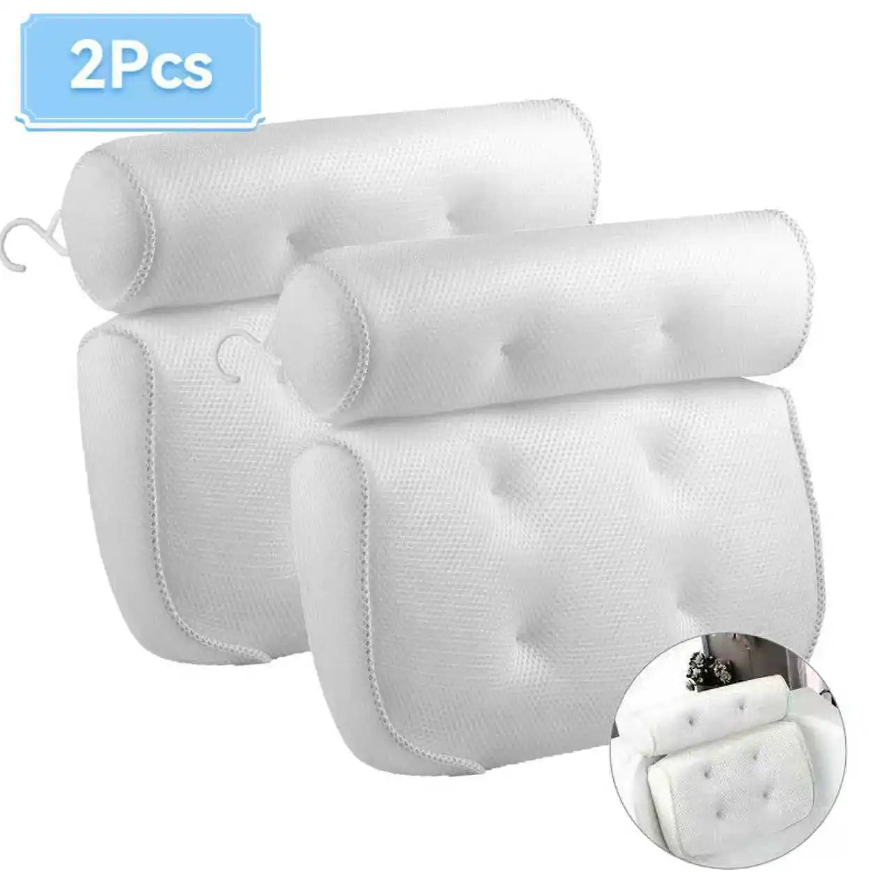 Bathtub Pillow Air Mesh Signature For Neck Anti Slip Cups