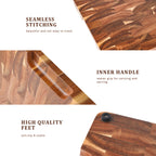 High Quality 15 inch Rectangular Cutting Board End Grain Acacia Wood Chopping Board with Side Handle