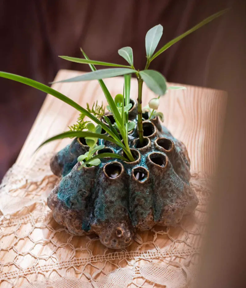 Zen Barnacle Pottery Vase | Wabi-Sabi Home Décor