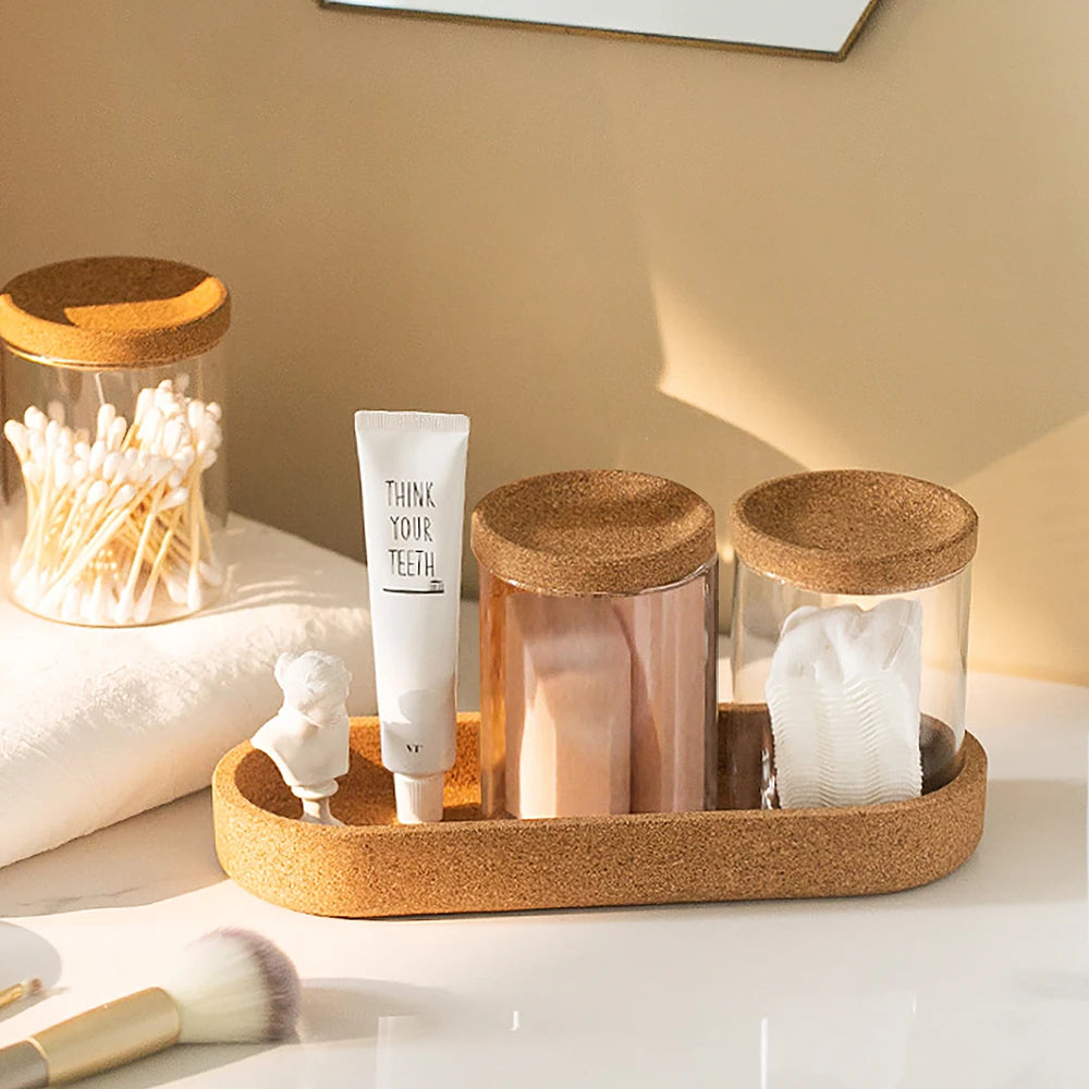 Voltsify 3Pcs Glass Storage Jar Set Dressing Table Dustproof Glass Jar Cosmetic Storage Box