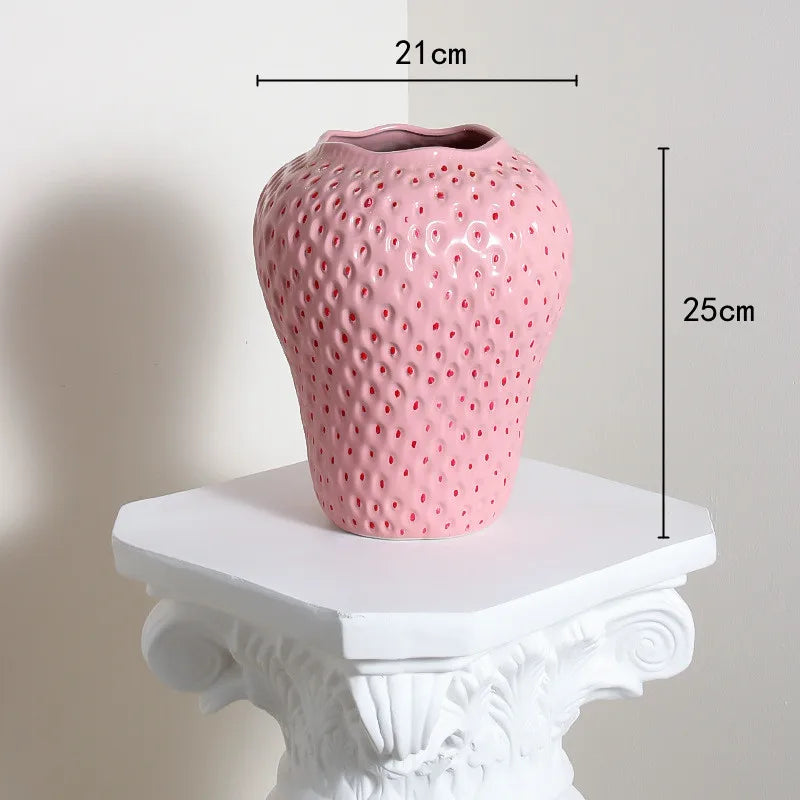 Strawberry Porcelain Vase | Sculptural Decorative Vessel for Luxury Interiors
