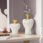 Electroplated Ceramic Vase | Black & Gold Minimalist Vessel for Luxury Interiors