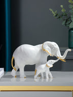 Mother & Child Elephant Sculpture | Luxury Resin Figurine for Refined Interiors