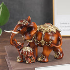 Mother & Child Elephant Sculpture | Luxury Southeast Asian Home Décor Statue