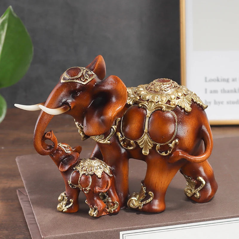 Mother & Child Elephant Sculpture | Luxury Southeast Asian Home Décor Statue