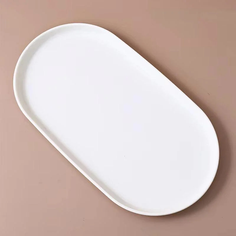 Fruit Plate Dessert Tray Stackable Oval Food Serving Tray Free Bone Dish Snack Plate Reusable Smooth Edge Food Plate for Kitchen