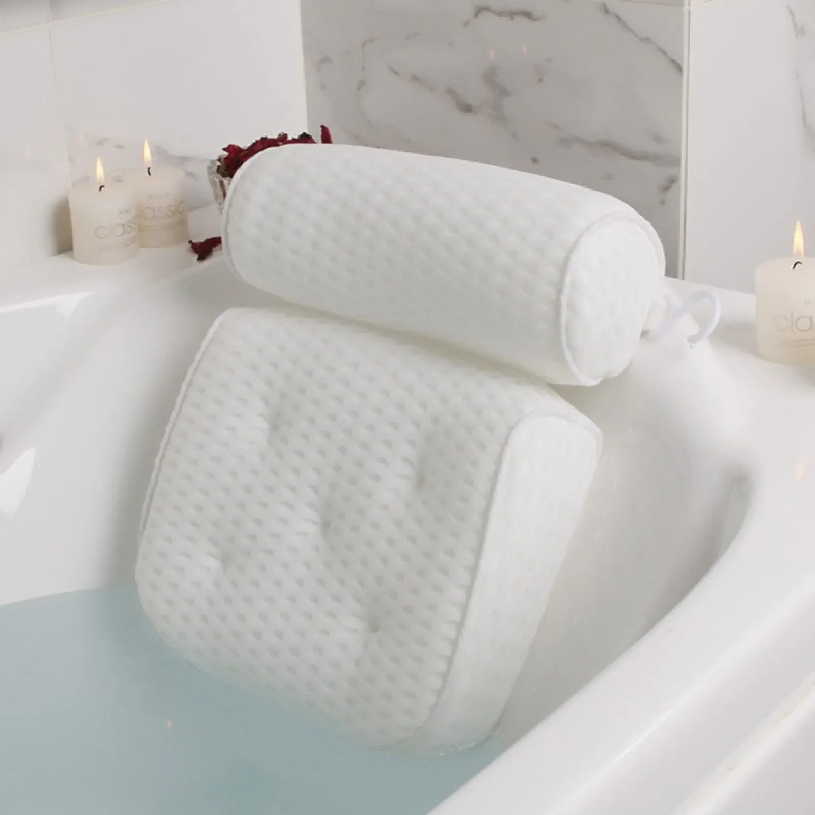 Bathtub Pillow Air Mesh Signature For Neck Anti Slip Cups