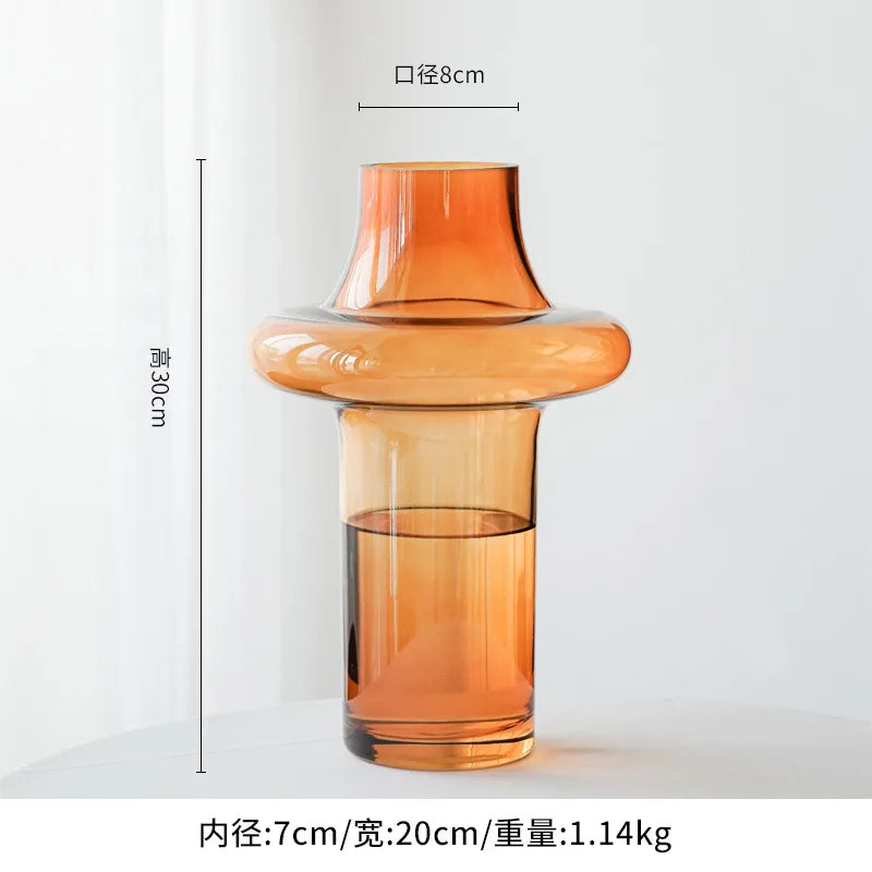 Amber Geometric Ring Glass Vase | Warm Luxury Home Décor Accent